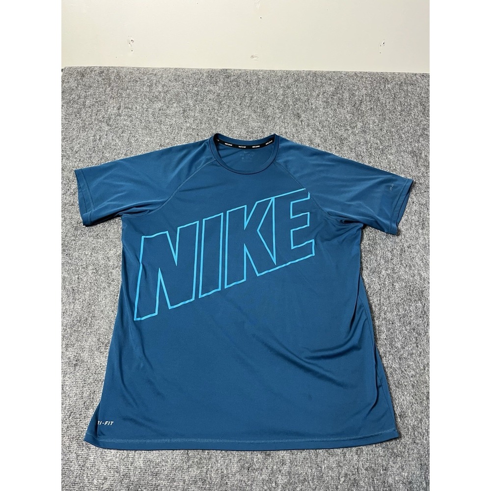 Nike Shirt Mens XLBlue Performance Drifit Swim Tee Athletic Swimming A14*